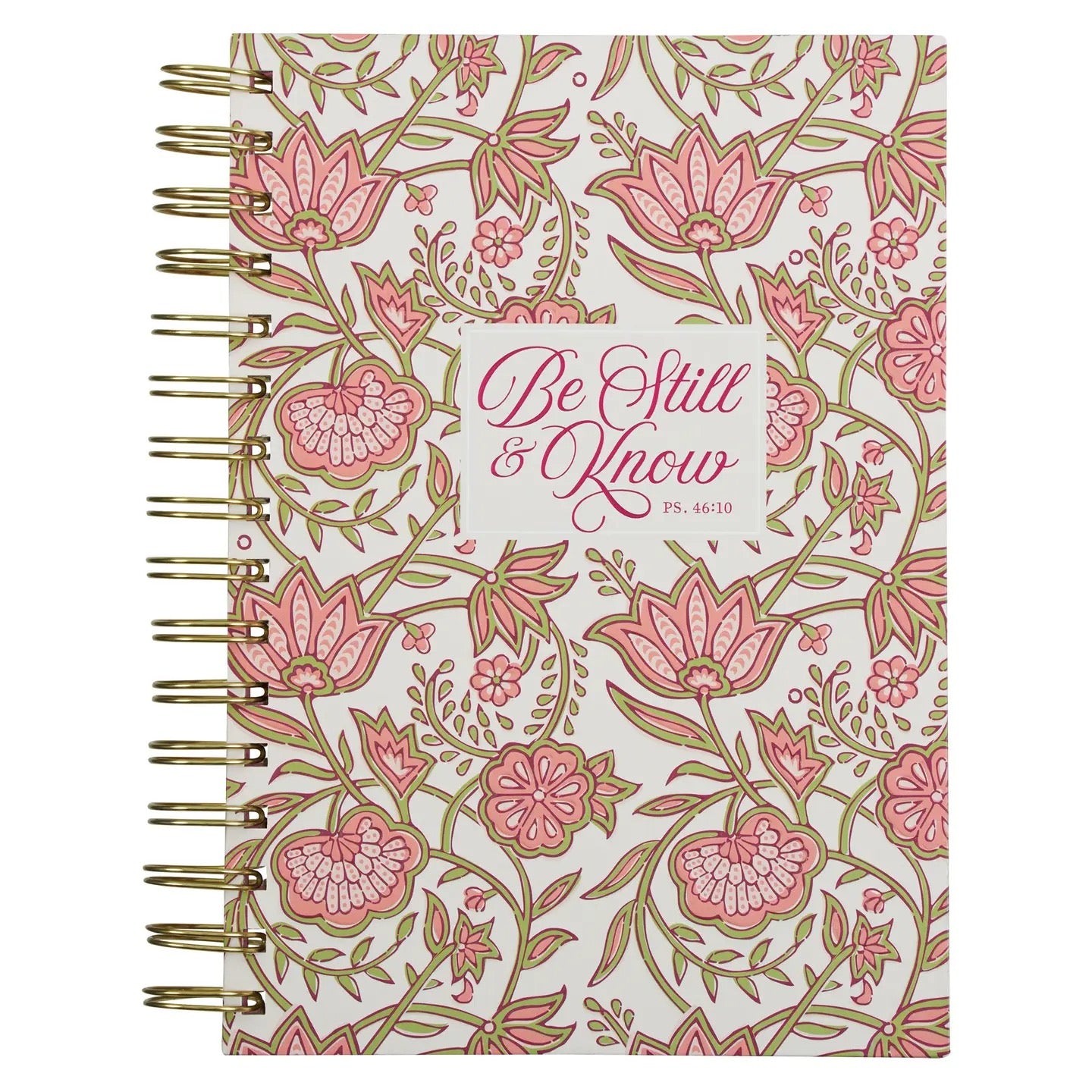 Be Still & Know Pink Floral Spiral Journal