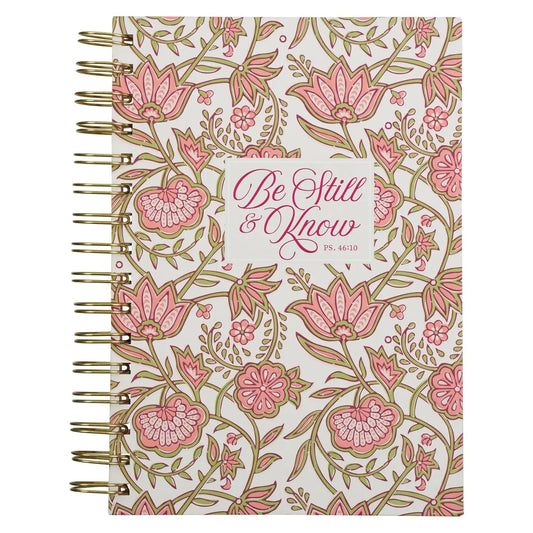 Be Still & Know Pink Floral Spiral Journal