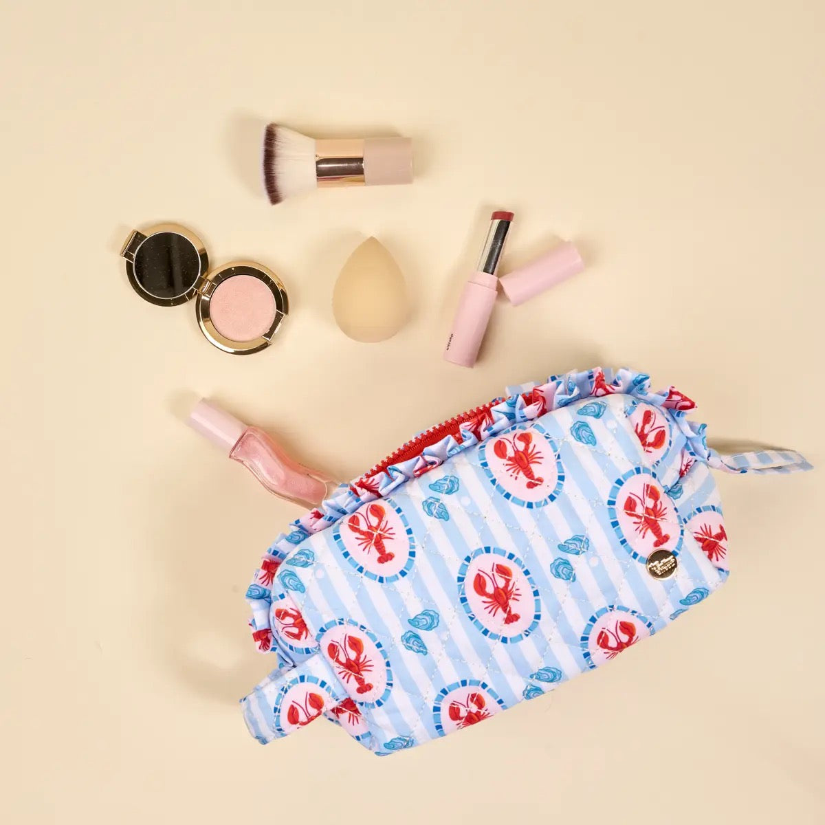 Crawfish Quilted Cosmetic Pouch