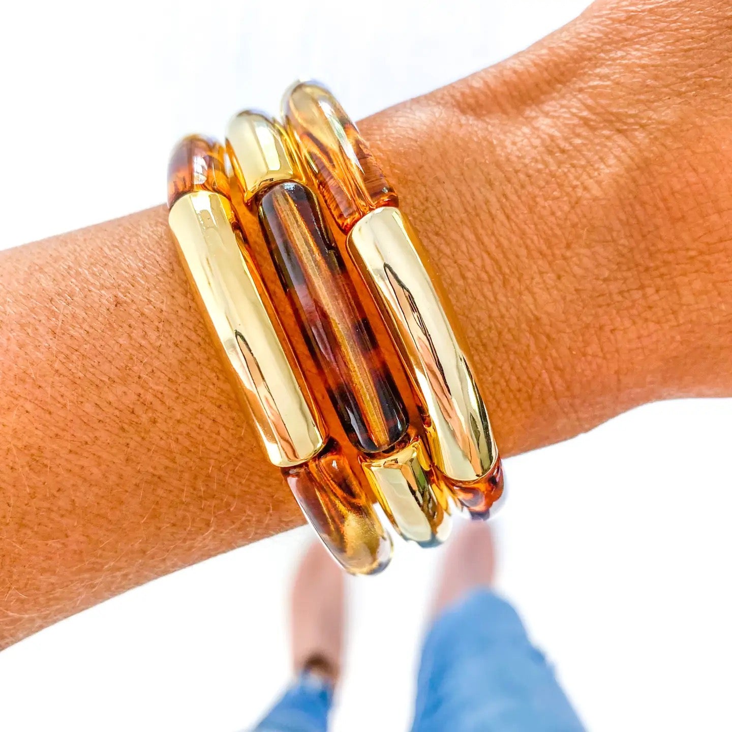 Brown Black & Gold Tube Bracelet