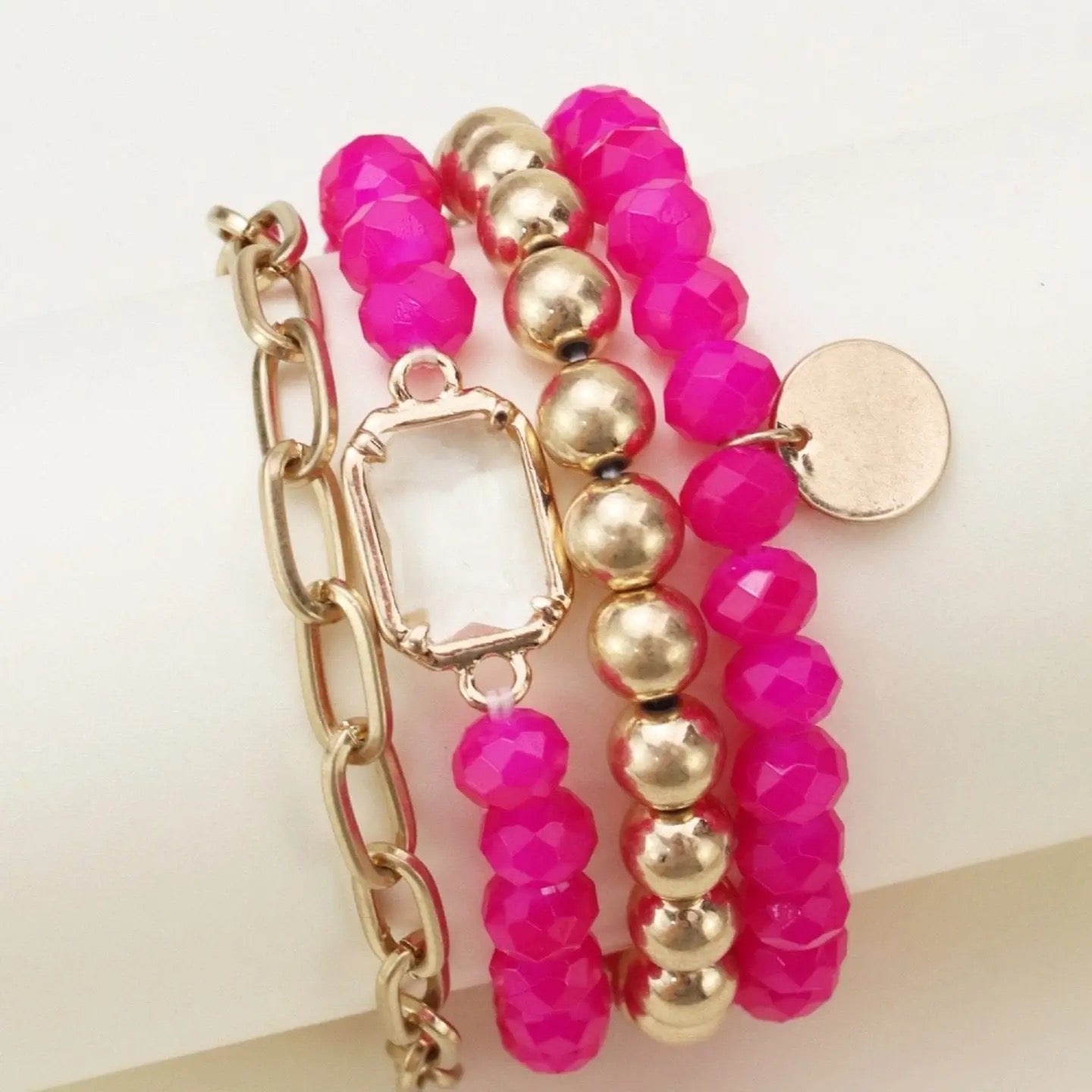 Metallic Faceted Beaded Bracelet Set