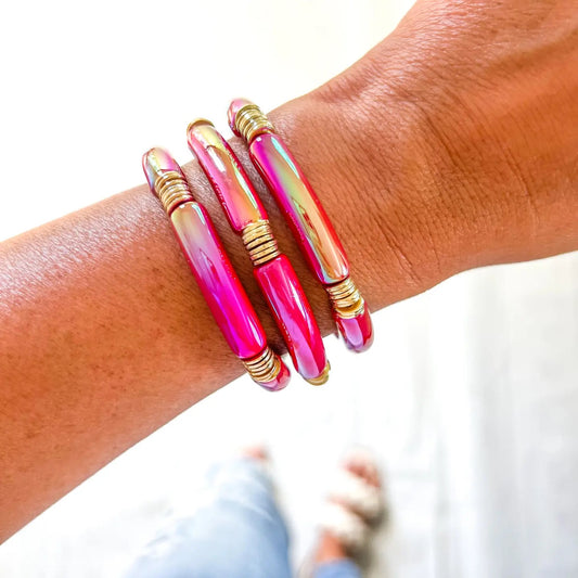 Metallic Pink Tube Bracelet