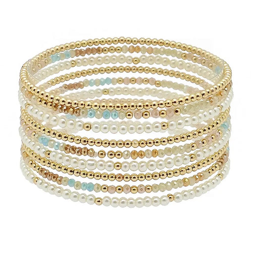 Dainty Beaded Multi Layer Bracelet Brown