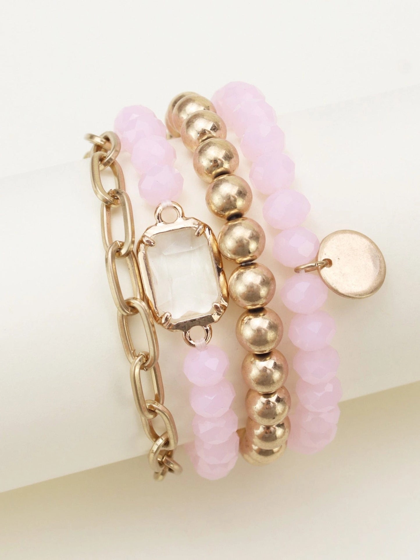 Metallic Faceted Beaded Bracelet Set