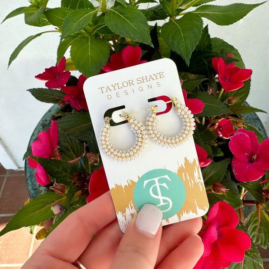 Greer Pearl Studded Hoops