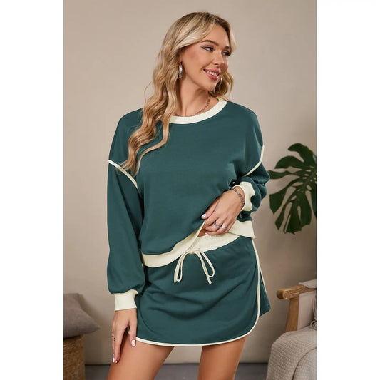 Green Pullover and Skirt Set