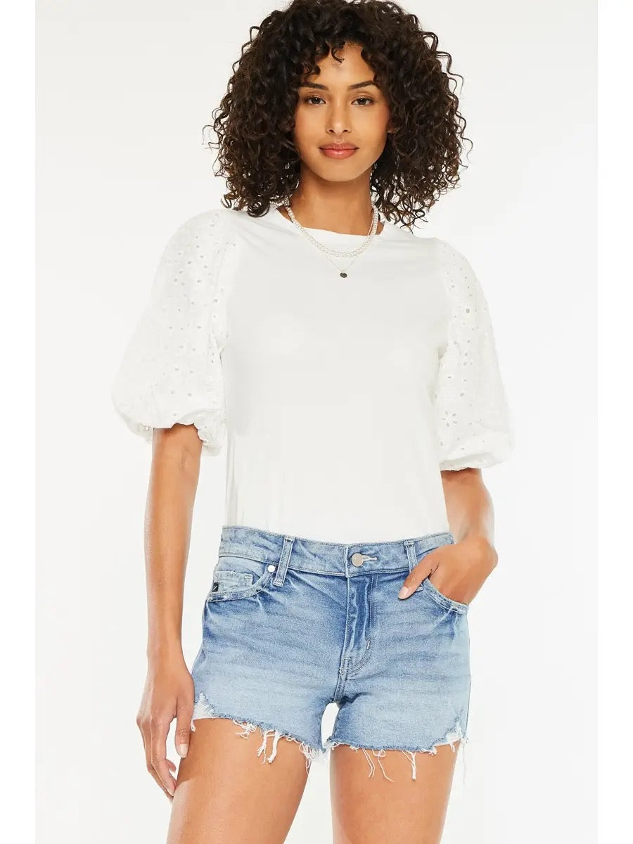 KanCan Mid Rise Boy Fit Denim Shorts