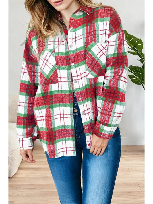 Christmas Plaid Flannel Button Down