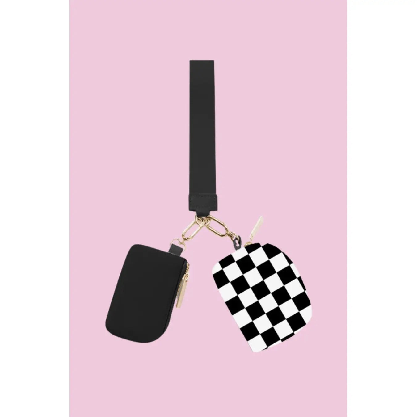Black/White Checkered Double Wristlet