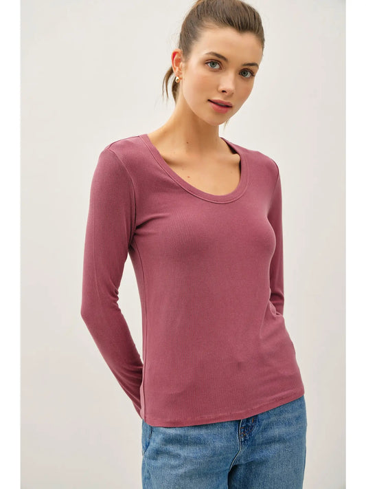 Soft Long Sleeve Scoop Neck Tee