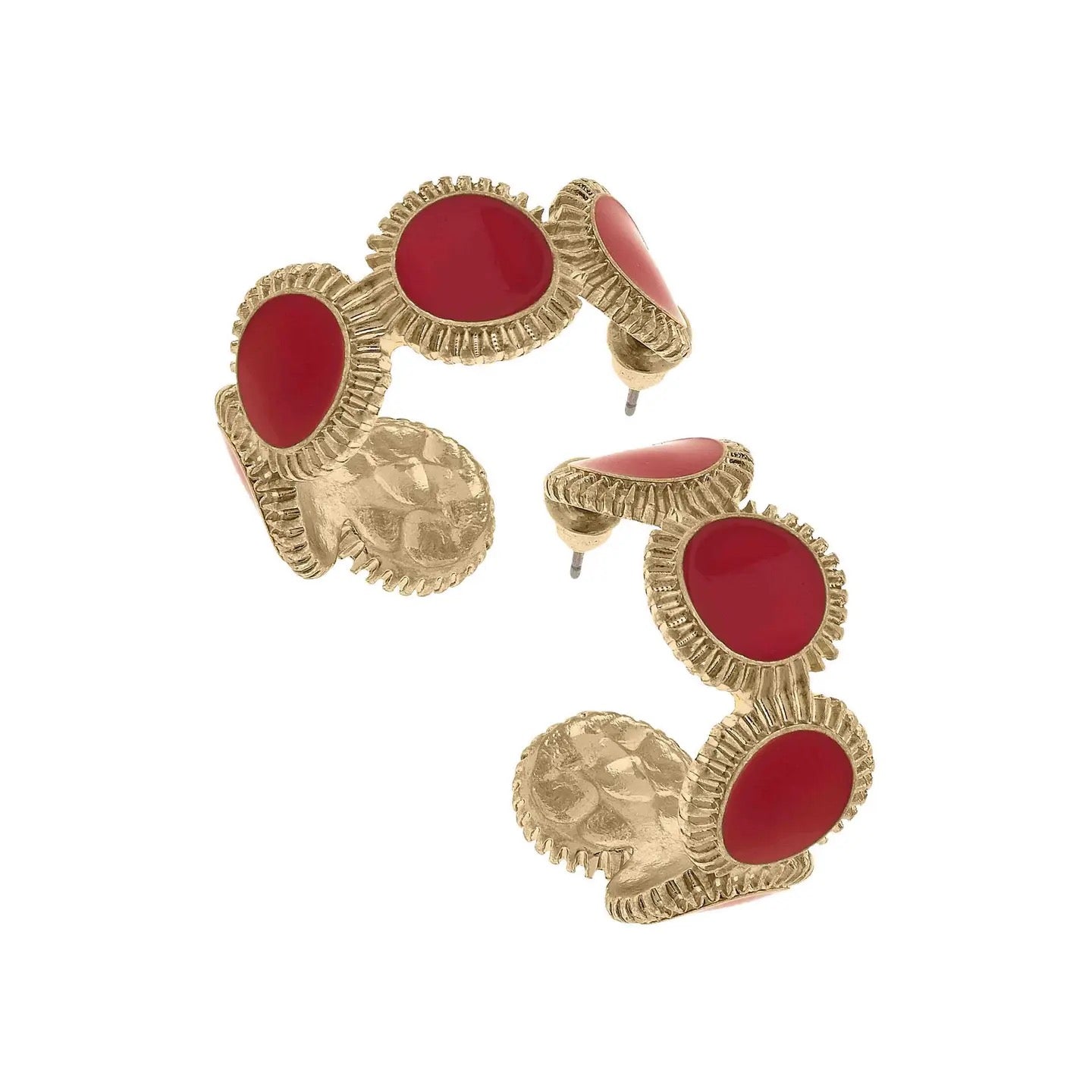 Bianca Fluted Enamel Disc Hoop Earrings