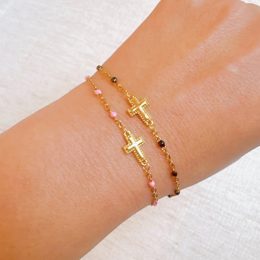 Dainty Dots Chain Cross Bracelet