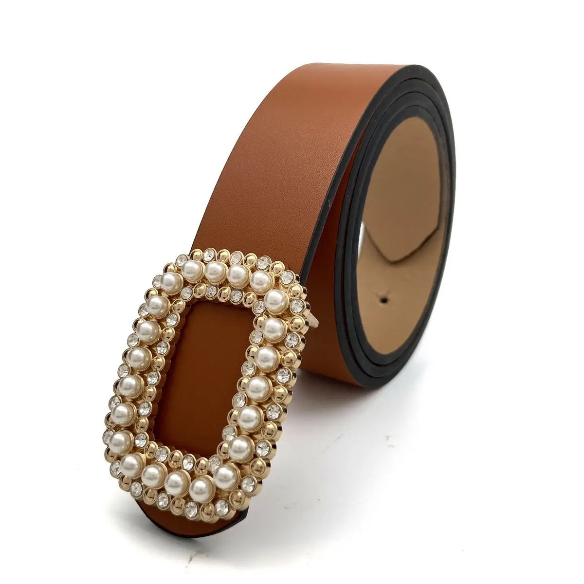 Round Pearl Buckle Belt