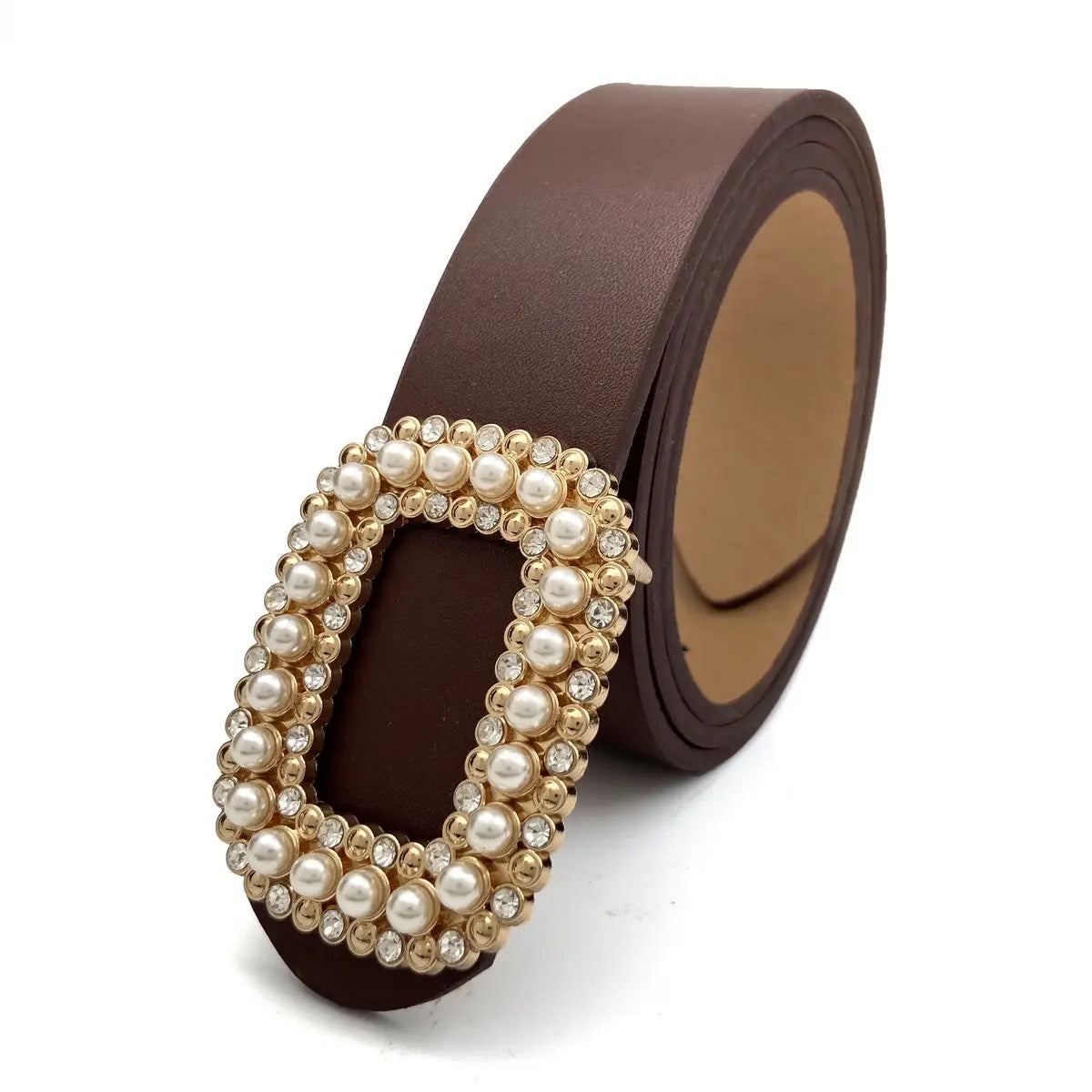 Round Pearl Buckle Belt