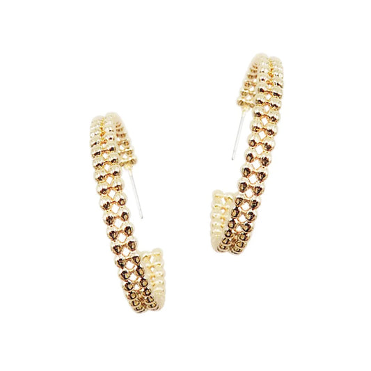 Gold Beaded Hoop Earrings