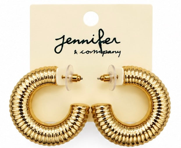 Metallic Ribbed Hoop Earrings