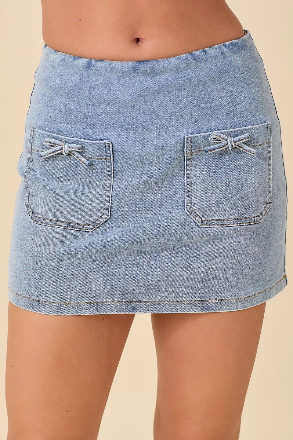 Denim Skort with Bows