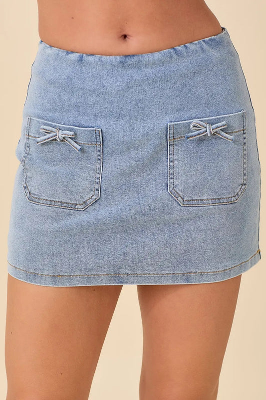 Denim Skort with Bows
