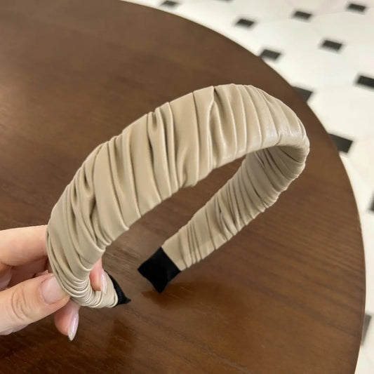 Retro Pleated Faux Leather Headband