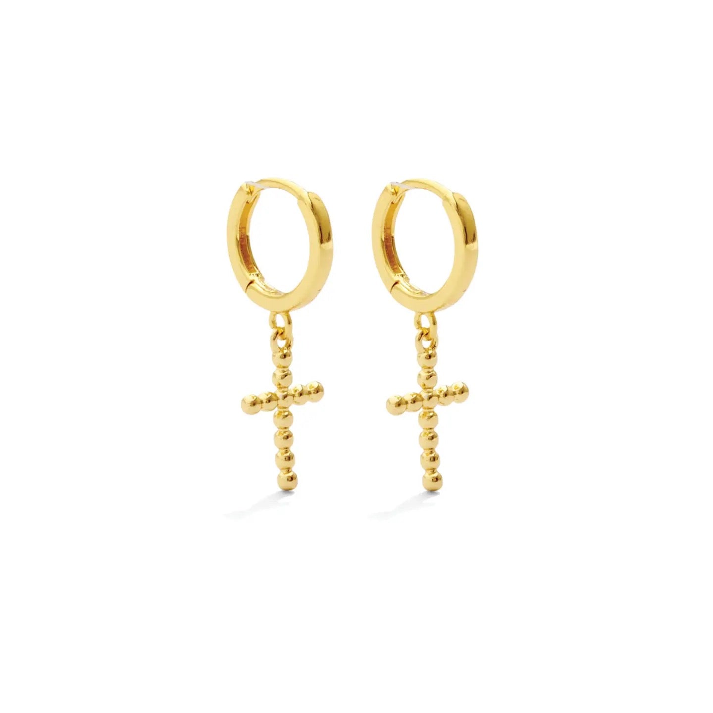 Splendid Iris Cross Drop Huggie Earrings