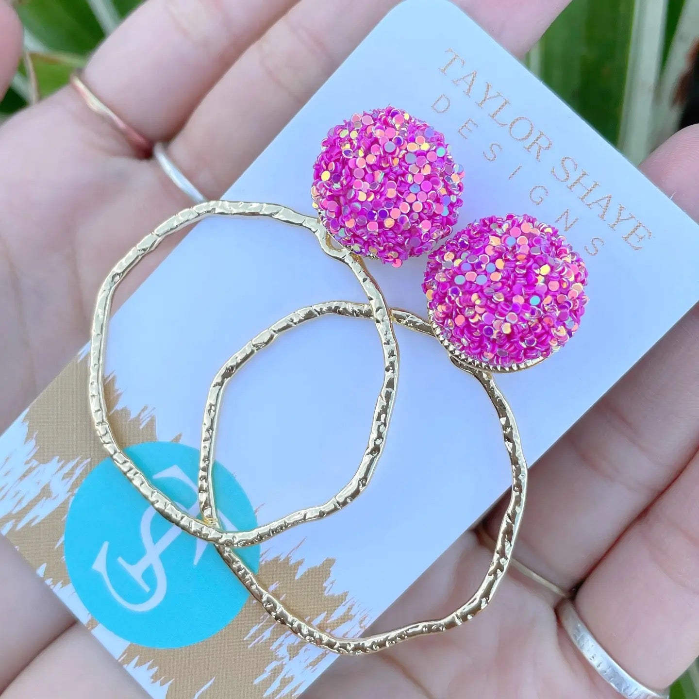 Glitter Top Hoops