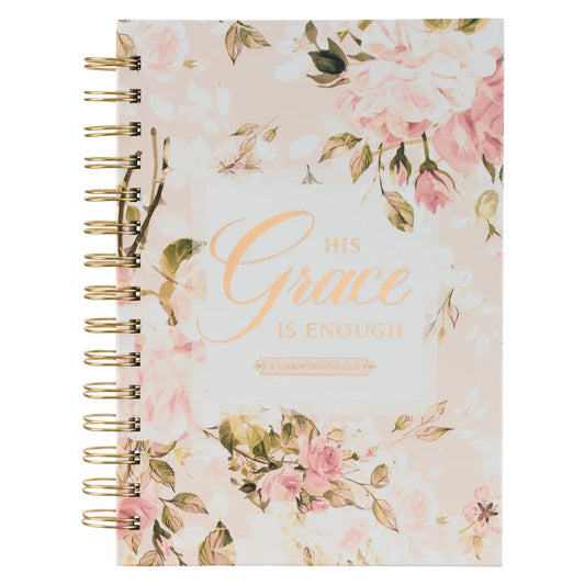 Pink Floral His Grace Spiral Journal