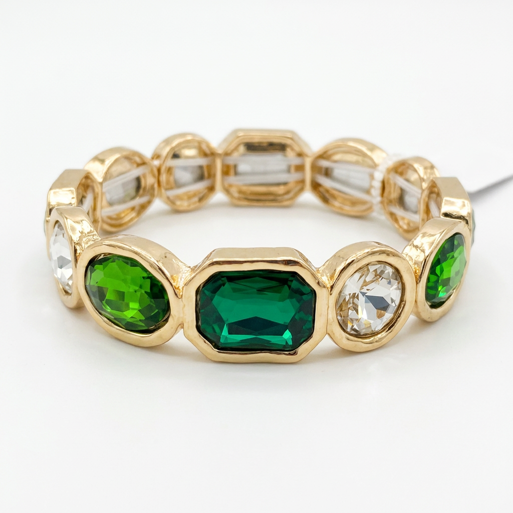 Emerald Green Gemstone Stretch Bracelet