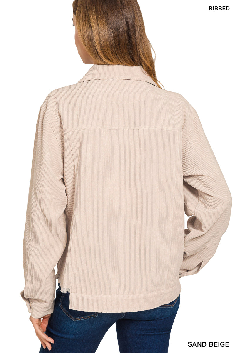 Distressed Corduroy Cropped Jacket