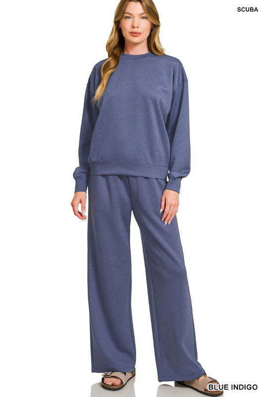 Blue Scuba Pullover & Pants Set