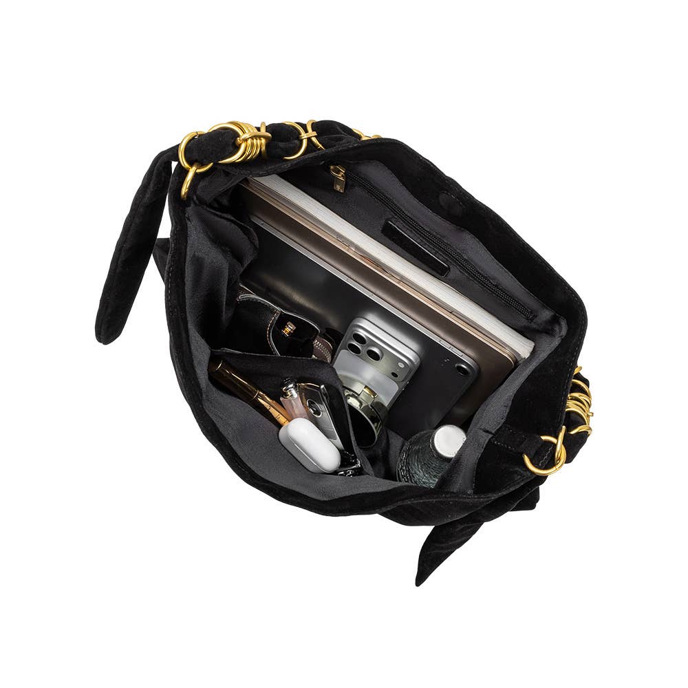 Melie Bianco Venus Chocolate Recycled Suede Tote Bag