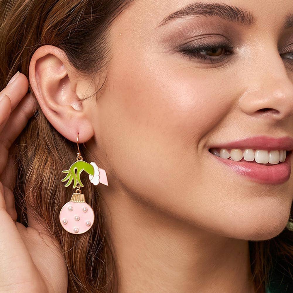 Grinch Christmas Ornament Charm Drop Dangle Earrings