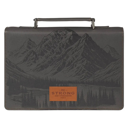 Bible Cover Classic Gray Be Strong and Courageous Josh. 1:9
