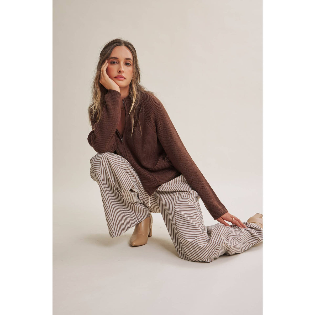 Coffee Before Noon Mixed Stripe Everyday Wide Leg Linen Pants