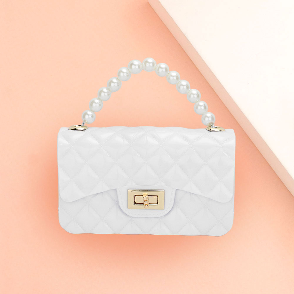 Pearl Top Handle Jelly Flap Purse