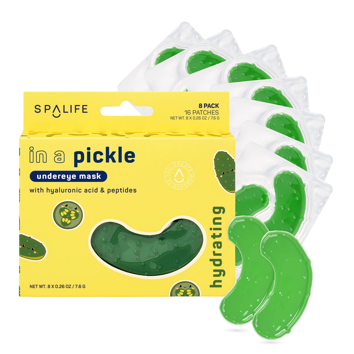 Pickle Shaped Hydrating Eye Patches L Spa Skincare Gift 8 Pk
