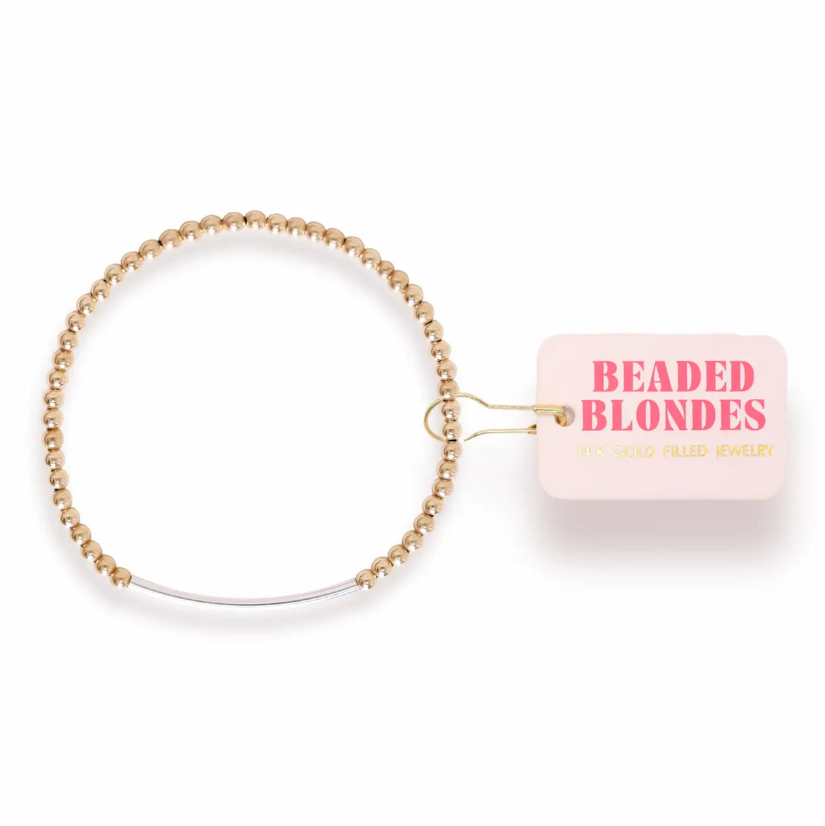 Beaded Blondes Bar Bracelet in Gold with Silver