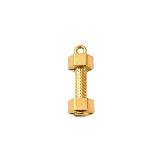 Gold "Work It Out" Dumbbell Charm