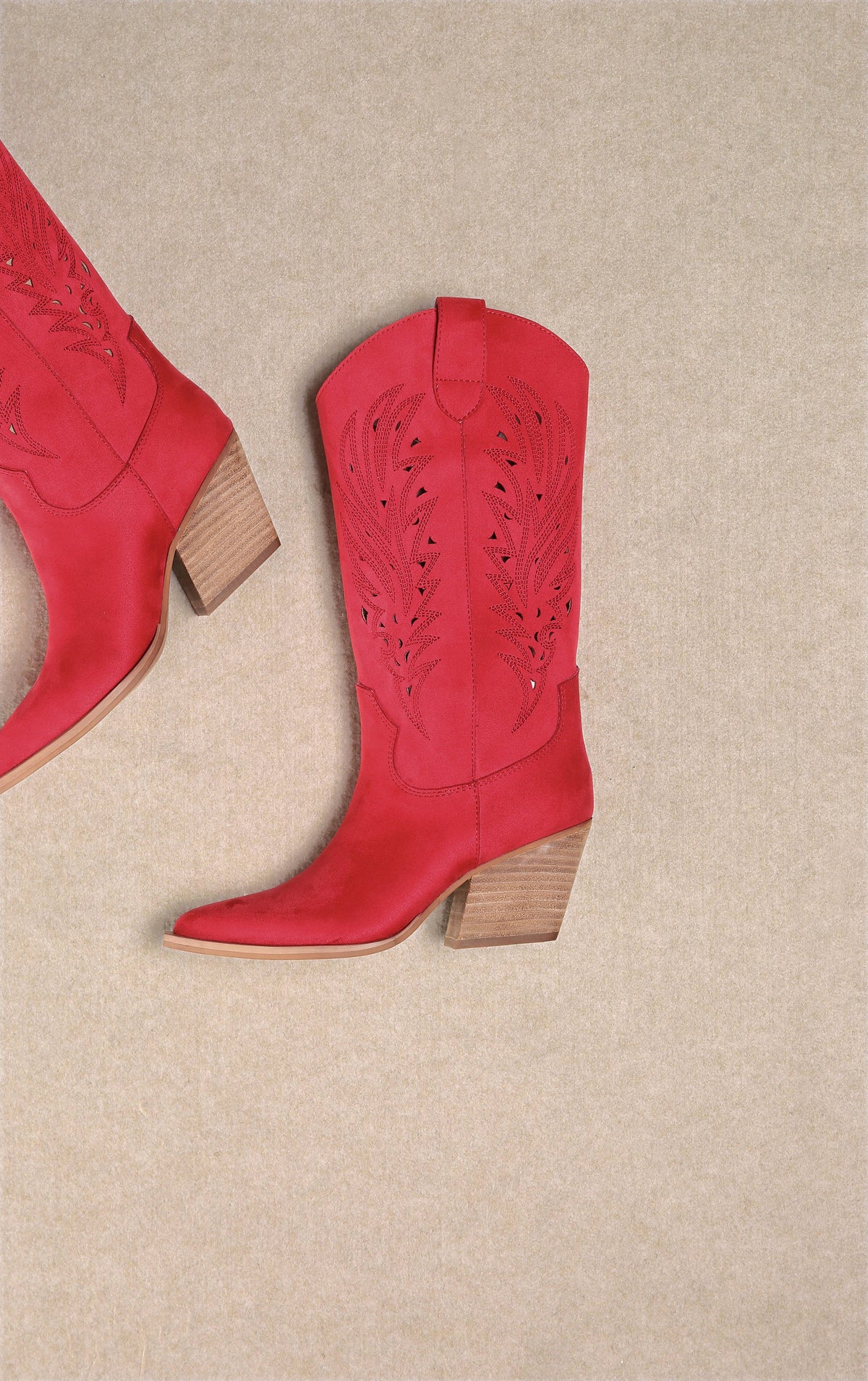 Olivia Red Western Suede Boot