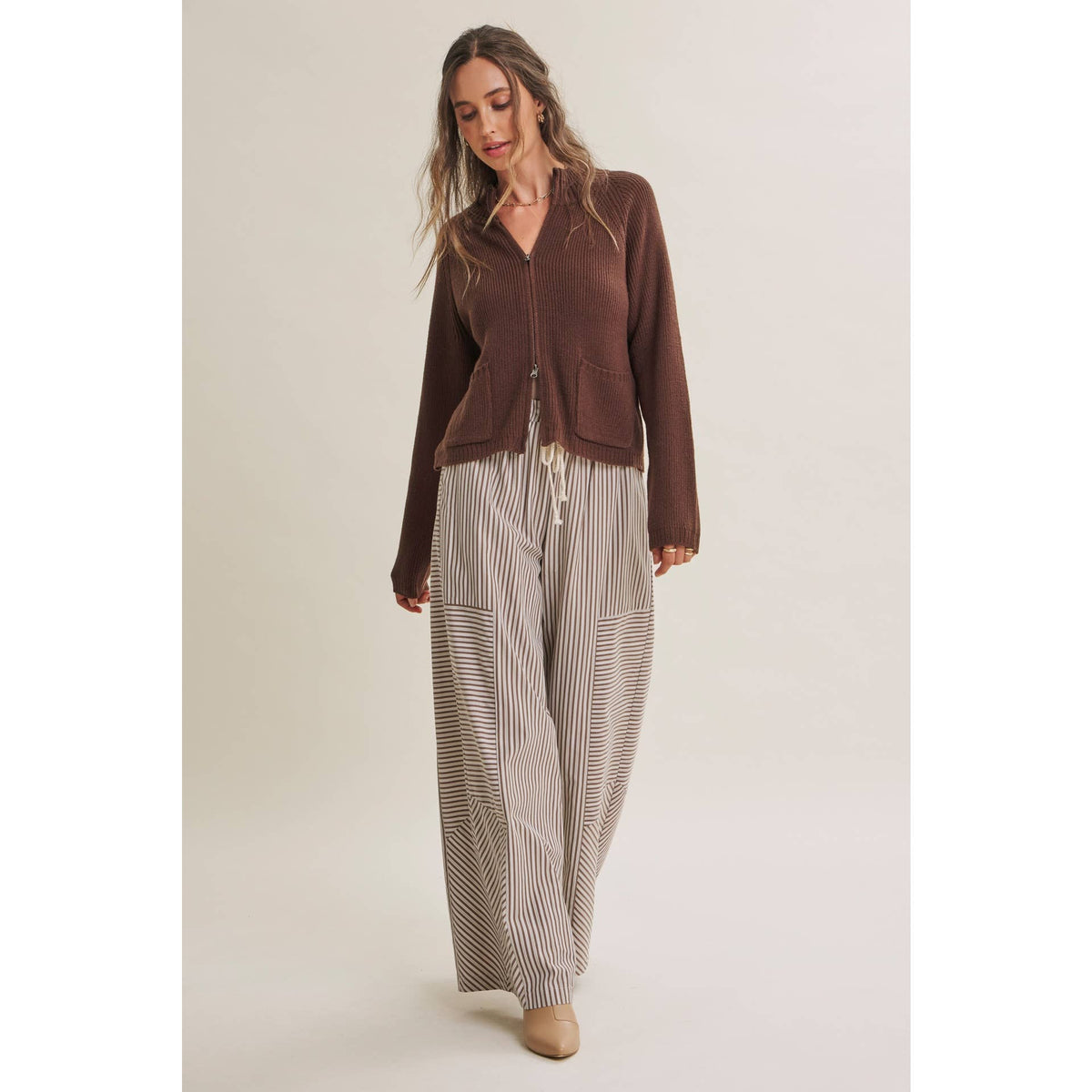 Coffee Before Noon Mixed Stripe Everyday Wide Leg Linen Pants