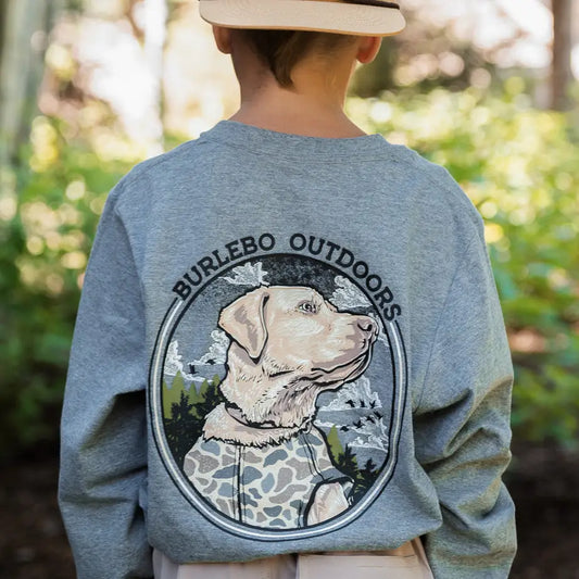 Burlebo Youth Camo Hunting Dog Long Sleeve - Dark Heather Grey