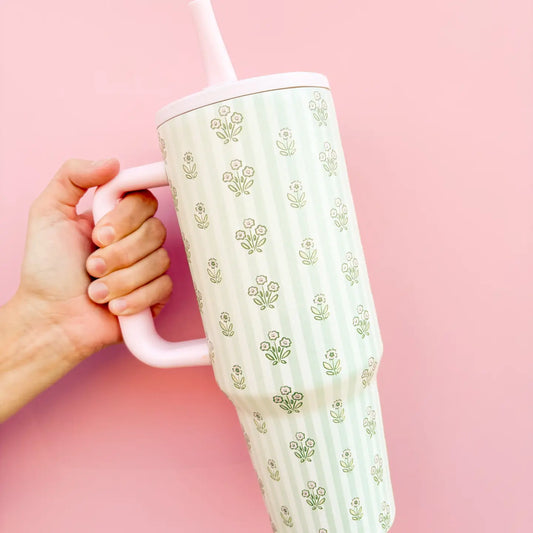 Cabana Floral 40oz Tumbler - Spill Proof Lid + Flip Straw