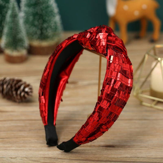 Holiday Sequin Embellished Knot Headband