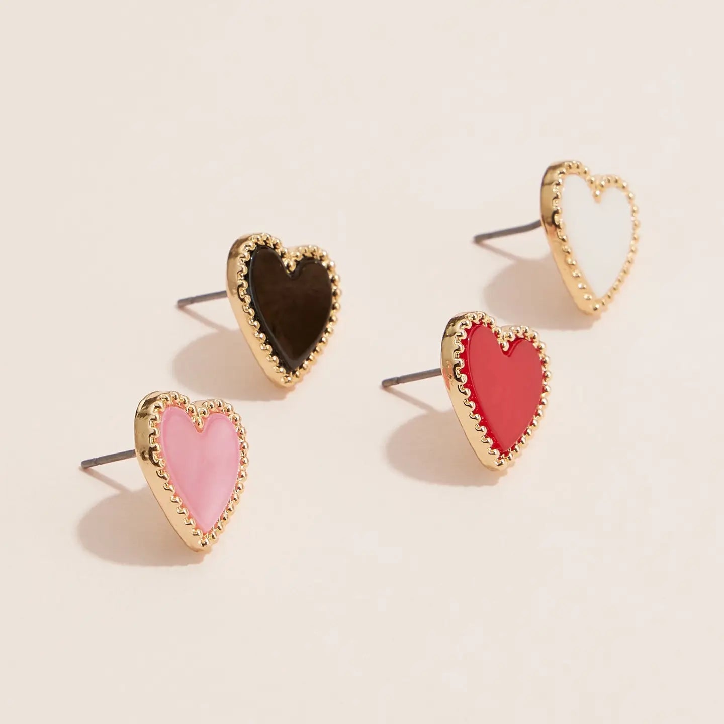 Gold Heart Stud Earrings