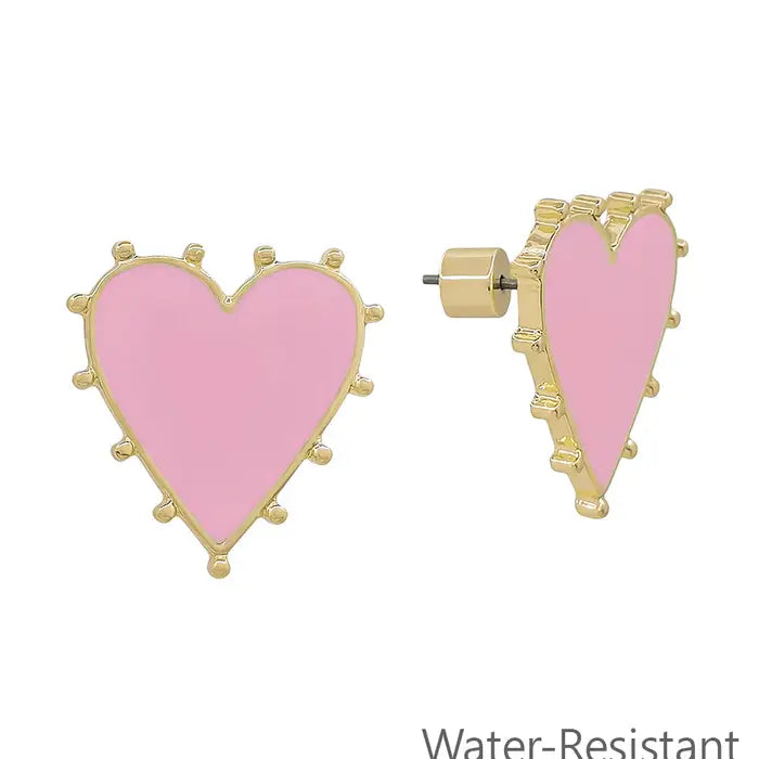 Pink Studded Heart Earrings