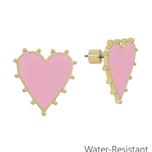 Pink Studded Heart Earrings