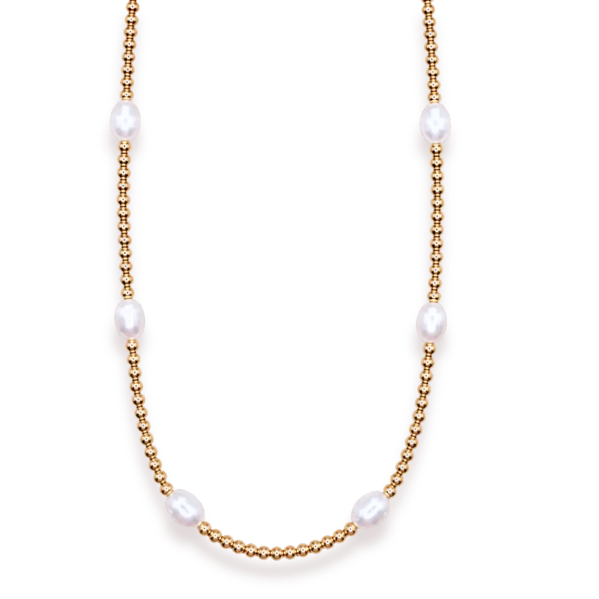Beaded Blonds Pearl Poppi Necklace in Gold
