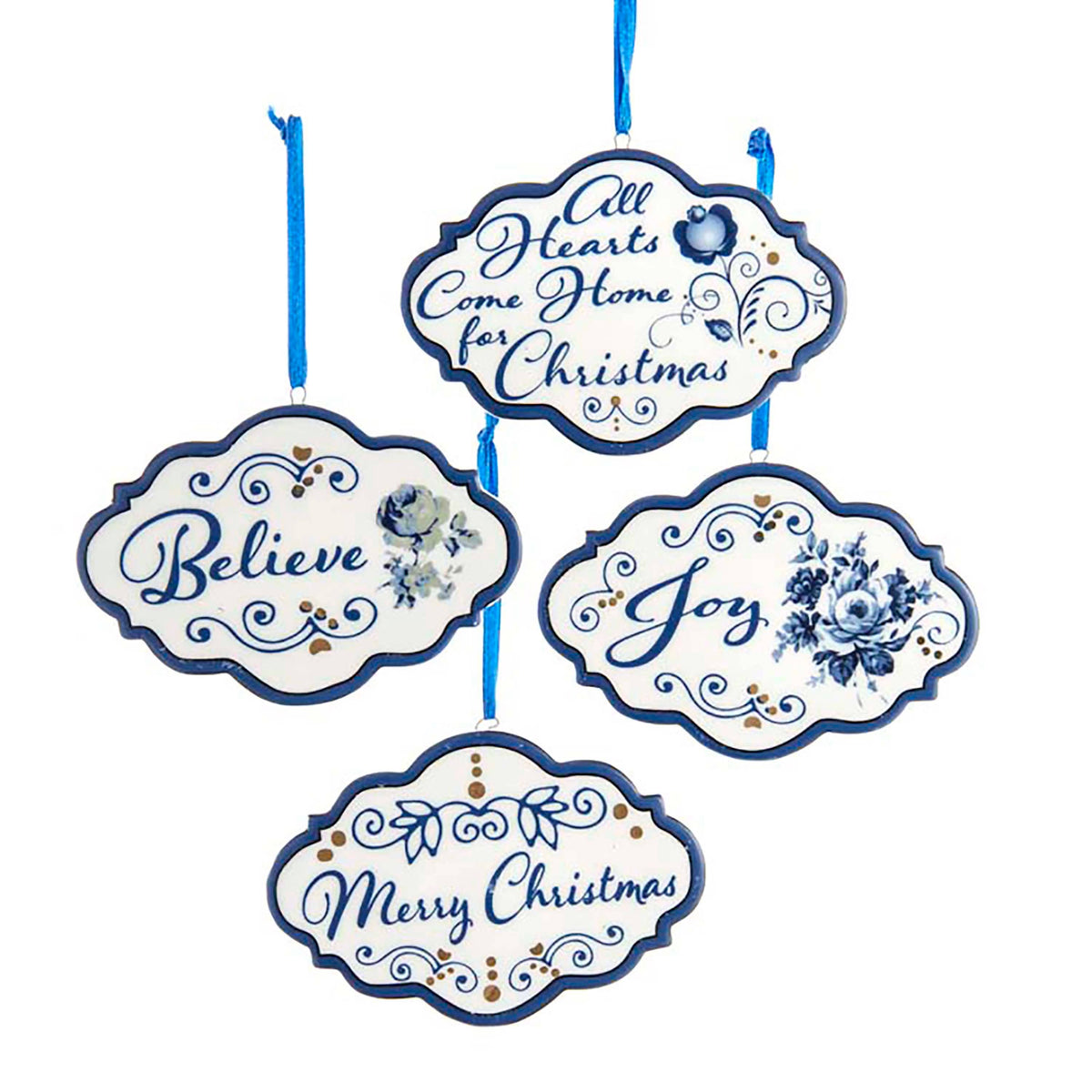 4.5" Indigo Blue/White Word Ornament