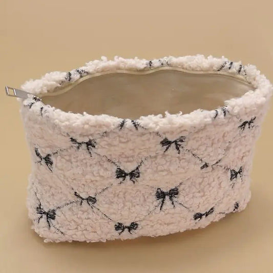 Bow Wool Cosmetic Bag