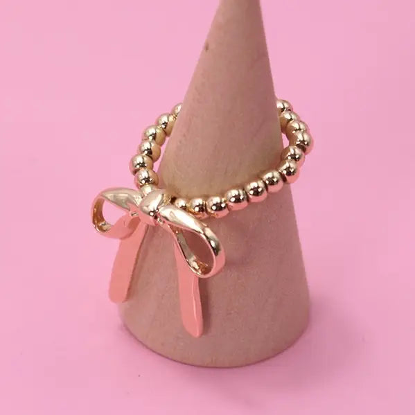 Gold Bow Stretchable Ring