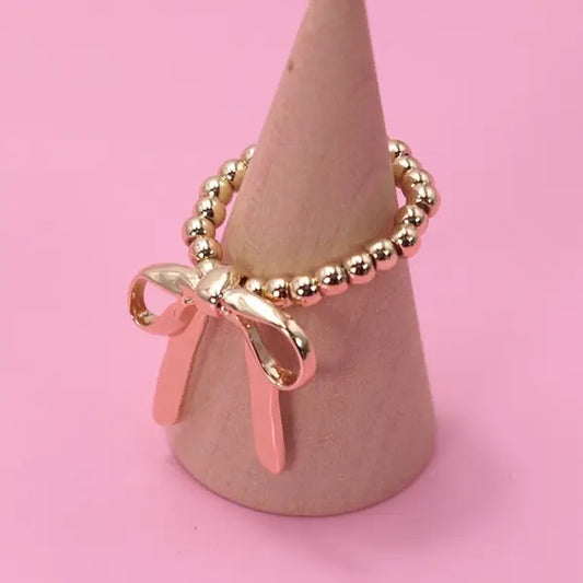 Gold Bow Stretchable Ring